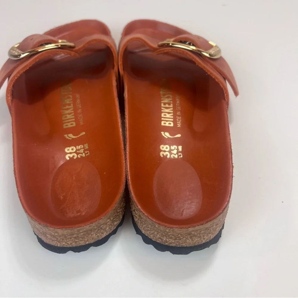 Birkenstock Madrid Big Buckle Oiled Leather Burnt Orange Size 38 - Picture 6 of 9